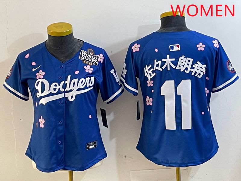 Women Los Angeles Dodgers #11 R.Sasaki Blue Sakura Edition 2025 Nike MLB Jersey style 6